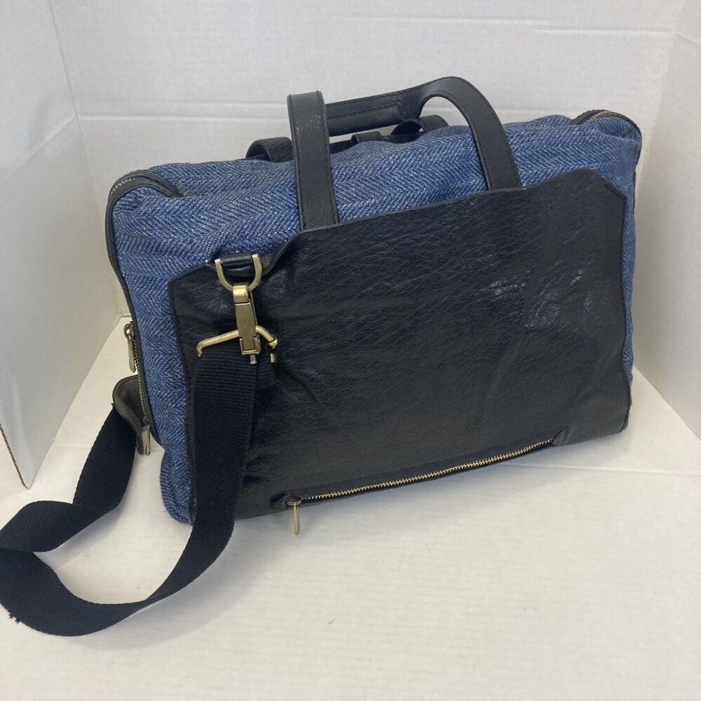 SUITSUPPLY Vintage Calf Leather Wool Bag Mens Messenger Crossbody Long Strap - Picture 2 of 16